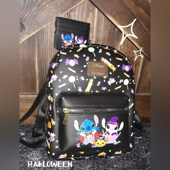 Disney Lilo & Stitch Halloween Costume Stitch & Angel Mini Backpack & Cardholder - Picture 9 of 9